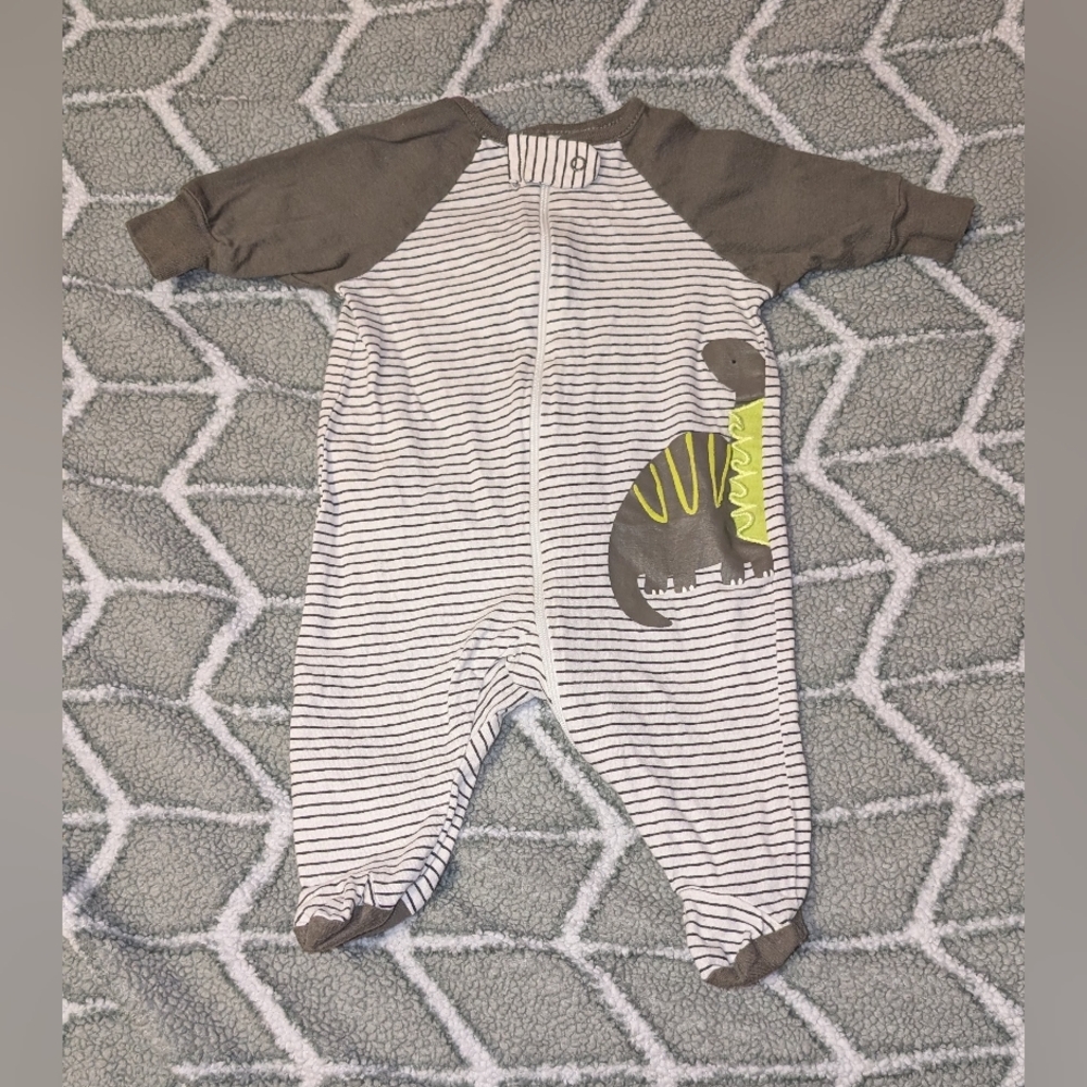 Gerber Gray Striped Dinosaur Footie